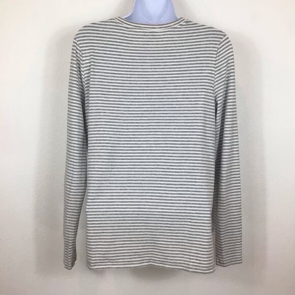 VINEYARD VINES Long Sleeve Grey Striped Tie Front Knit Top size S - Picture 2 of 6
